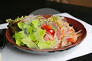 Japanese Salmon Tataki, Salmon Spicy Salad, Thai Styled Japanese Food