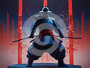 Japanese samurai illustration, samurai fighting