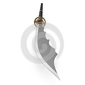 Japanese Samurai Naginata Yari Sword on white. 3D illustration