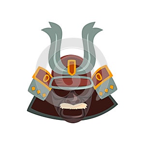 Japanese Samurai warrior mask vector Illustration on a white background