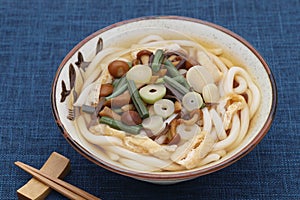 Japanese Sansai Udon noodles in a bowl