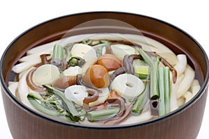 Japanese Sansai Udon noodles in a bowl