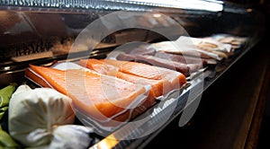 Japanese sashimi food ingrediente in market stall photo