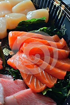 Japanese sashimi platter salmon fish