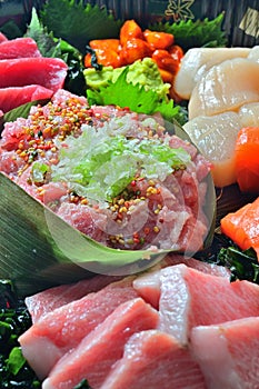 Assorted Japanese sashimi platter