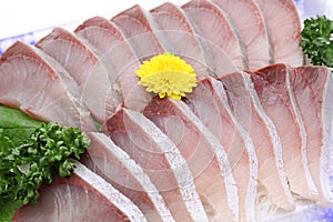 Japanese seafood, Sashimi of hamachi yellowtail