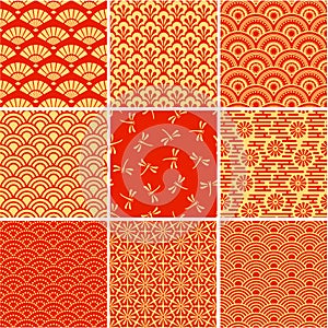 Japanese seamless backgrounds set