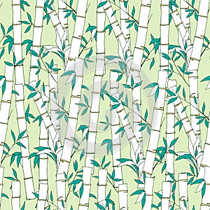 Japanese seamless pattern with bamboo. Vector illustration tropical thickets. Endless textures for fabrics, kitchen textiles,