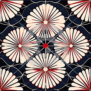 Japanese seamless pattern in oriental geometric traditional style
