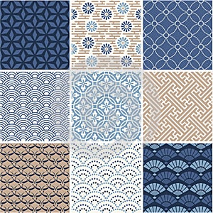 Japanese seamless patterns set