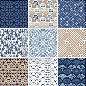 Japanese seamless patterns set photo