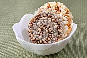 Japanese Sembei, Rice Cracker in a Bowl.