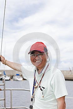 Japanese senior man, yacht hobby friend