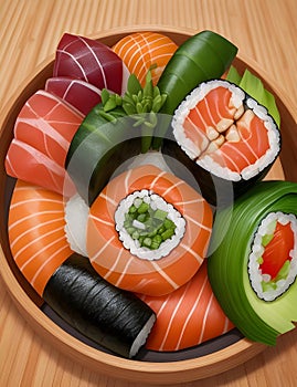 Japanese set meal, seaweed rice, sashimi