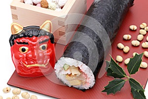 Japanese Setsubun event, Masks of demon and sushi