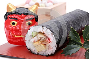 Japanese Setsubun event, Masks of demon and sushi