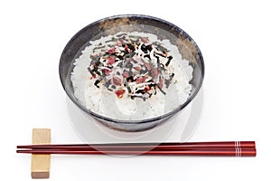 Japanese Shirasu and Umeboshi on rice