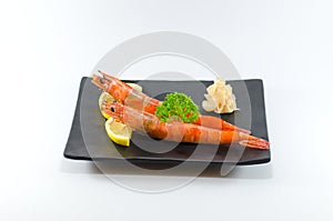 Japanese Shrimp sushi on white background