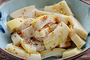Japanese simmered bamboo shoots with sesame seeds