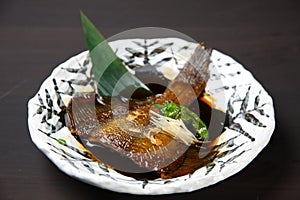 Japanese simmered flounder with green pepper