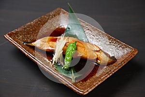 Japanese simmered flounder with green pepper