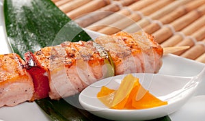 Japanese skewered salmon
