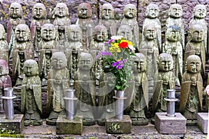 Japanese smile stone buddha monk statue & x28;Jizo Bosatsu& x29;, Japanese