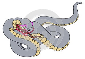 Japanese snake vector for printing on paper and for tattoo design.