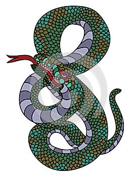 Japanese snake vector for printing on paper and for tattoo design.