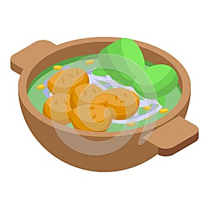 Japanese soup icon isometric vector. Japan food