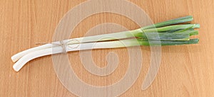 Japanese sping Onion on wood background