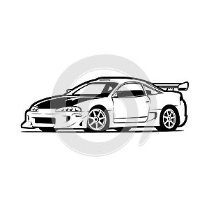 Japanese sport car silhouette vector art isolated. JDM car vector art