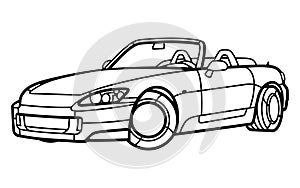 Japanese sports turbo drift car lineart vector illustration