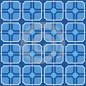 Japanese Square Circle Net Vector Seamless Pattern