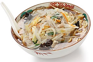 Japanese starchy ramen noodles , japanese food photo
