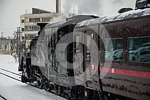 Japanese steam locomotive in winter