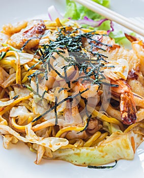 Japanese stir fried noodle or Yakisoba