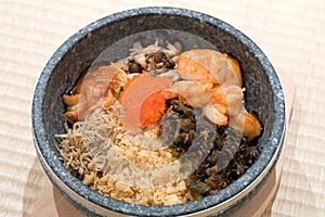 Japanese stone bowl mixed rice dish