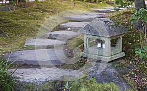 Japanese stone lantern in the garden