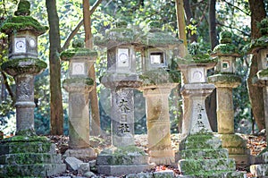 Japanese stone lantern Toro at Kasuga Taisha, Kasuga Grand Shrine. Next to Todaiji Temple