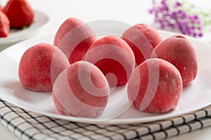 Japanese strawberry mochi or Ichigo Daifuku photo