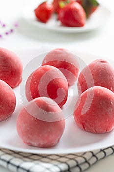 Japanese strawberry mochi or Ichigo Daifuku photo