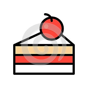 Japanese strawberry shortcake vector illustration, filled style icon