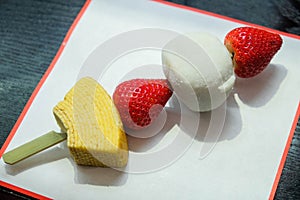 Strawberry dessert available in japanese night market