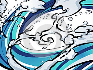 Japanese style background illustration of rough waves