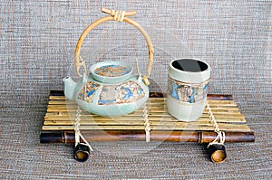 Japanese style ceramic teapot and cup