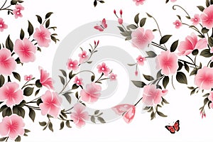 Japanese style cherry blossom background with butterfly,  illustration for your design