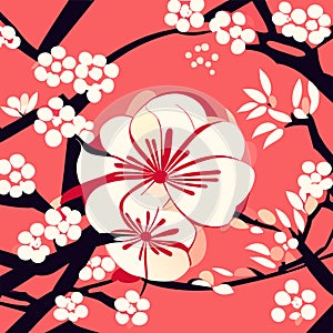 Japanese style cherry blossom background. Japanese style cherry blossom background. AI generated