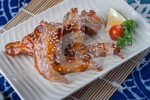 Japanese style chicken wing with sweet sauce photo