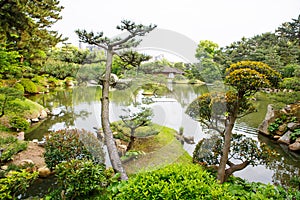 Japanese style garden in Hiroshima, Japan